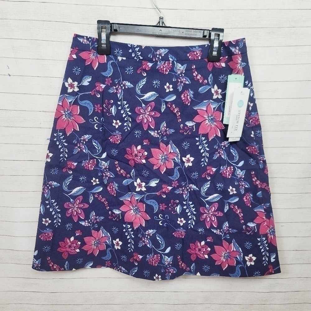 MARGARET M DEANDRA ALINE SKIRT IN NAVY FLORAL, SZ SMALL